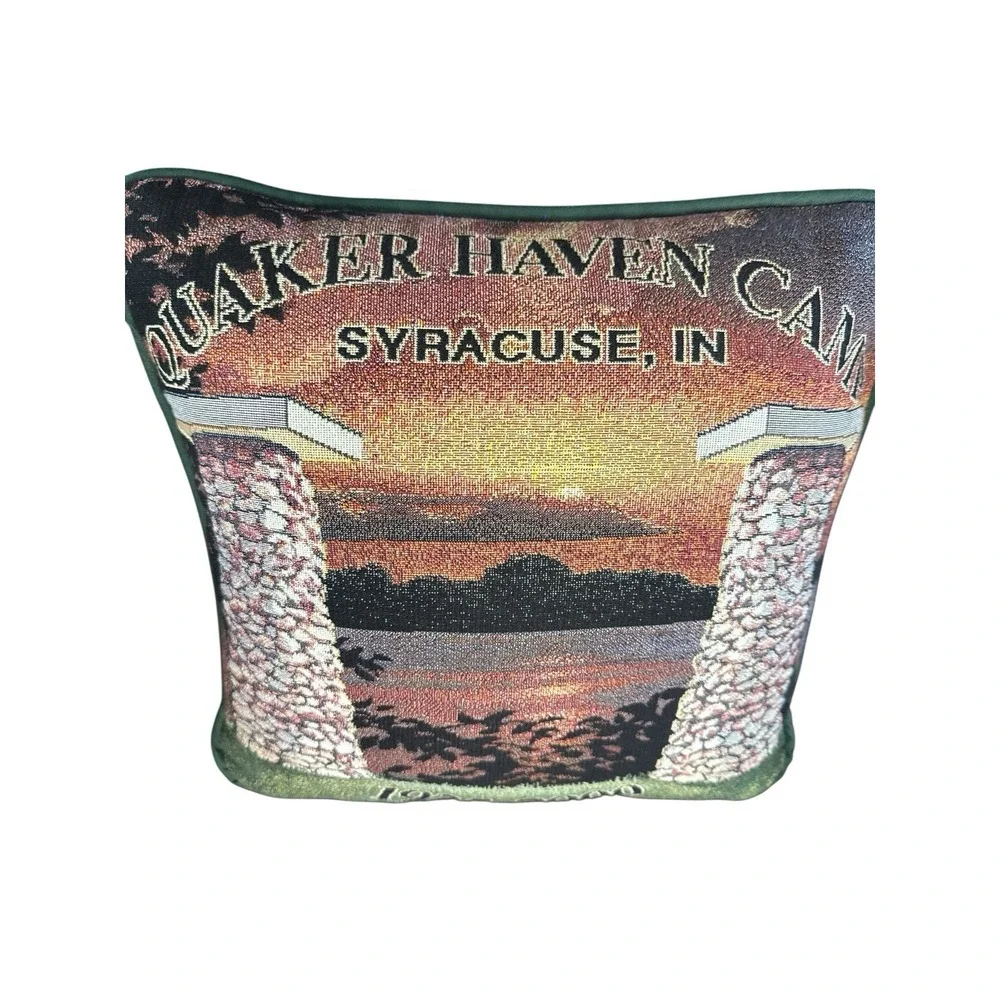 Quaker Haven Camp Syracuse IN 1925-2000 Commemorative Toss Pillow Riddle Cockrel
